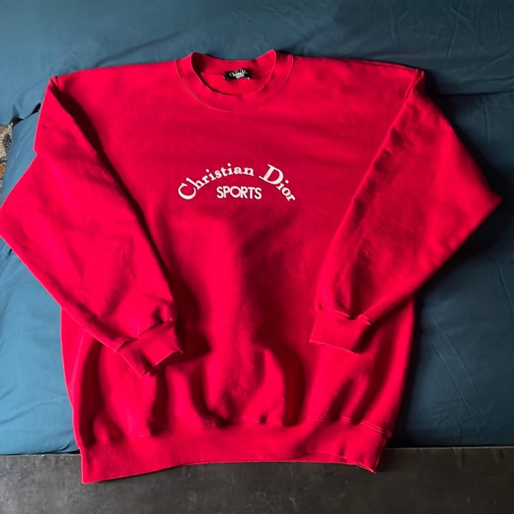 Christian Dior Sports red crew neck sweatshirt vintage 80s 90s